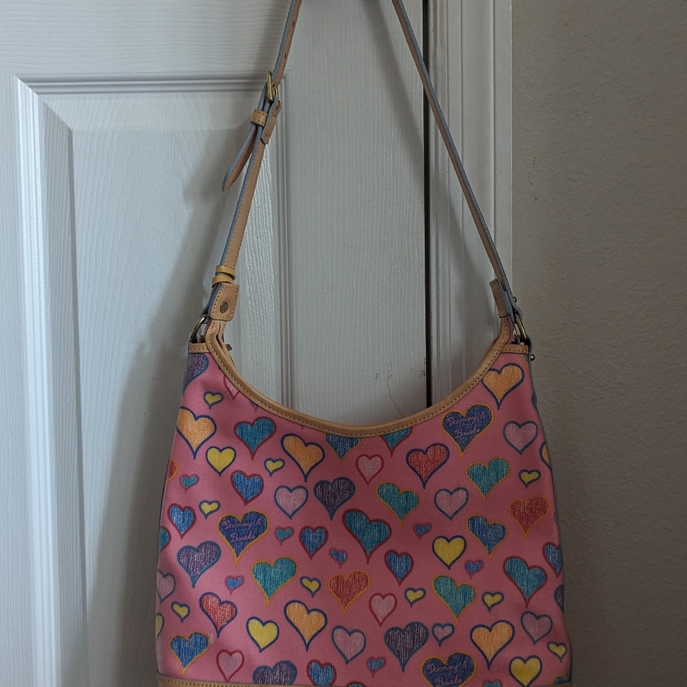 Vintage RARE pink multicolor hearts preloved Dooney & Bourke shoulder bag HTF - Picture 5 of 13